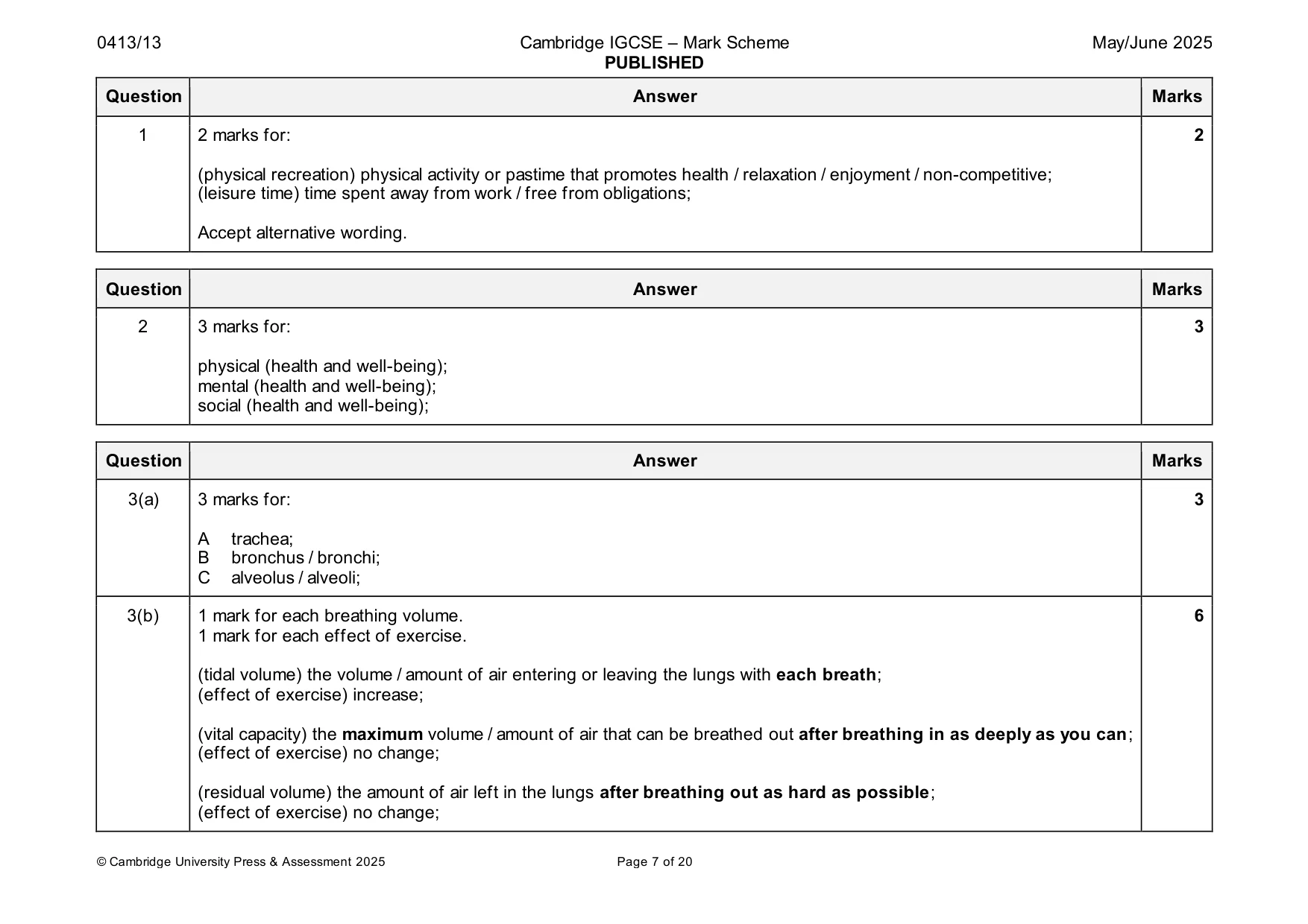 Mark scheme, page 7 of 20