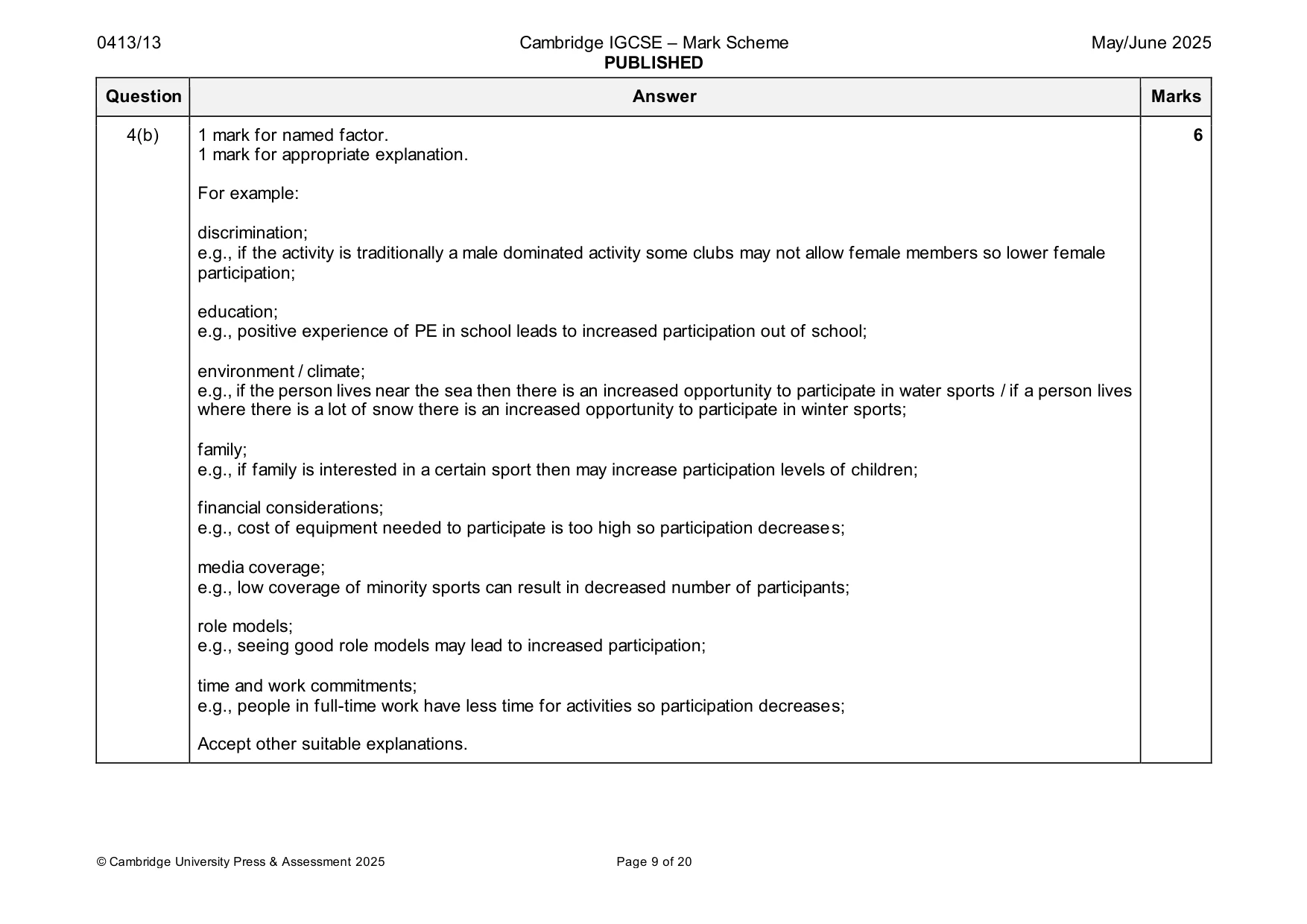 Mark scheme, page 9 of 20