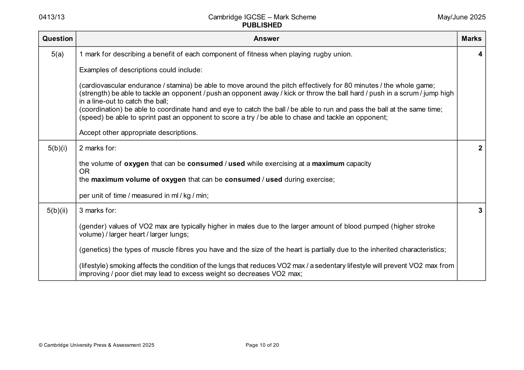 Mark scheme, page 10 of 20