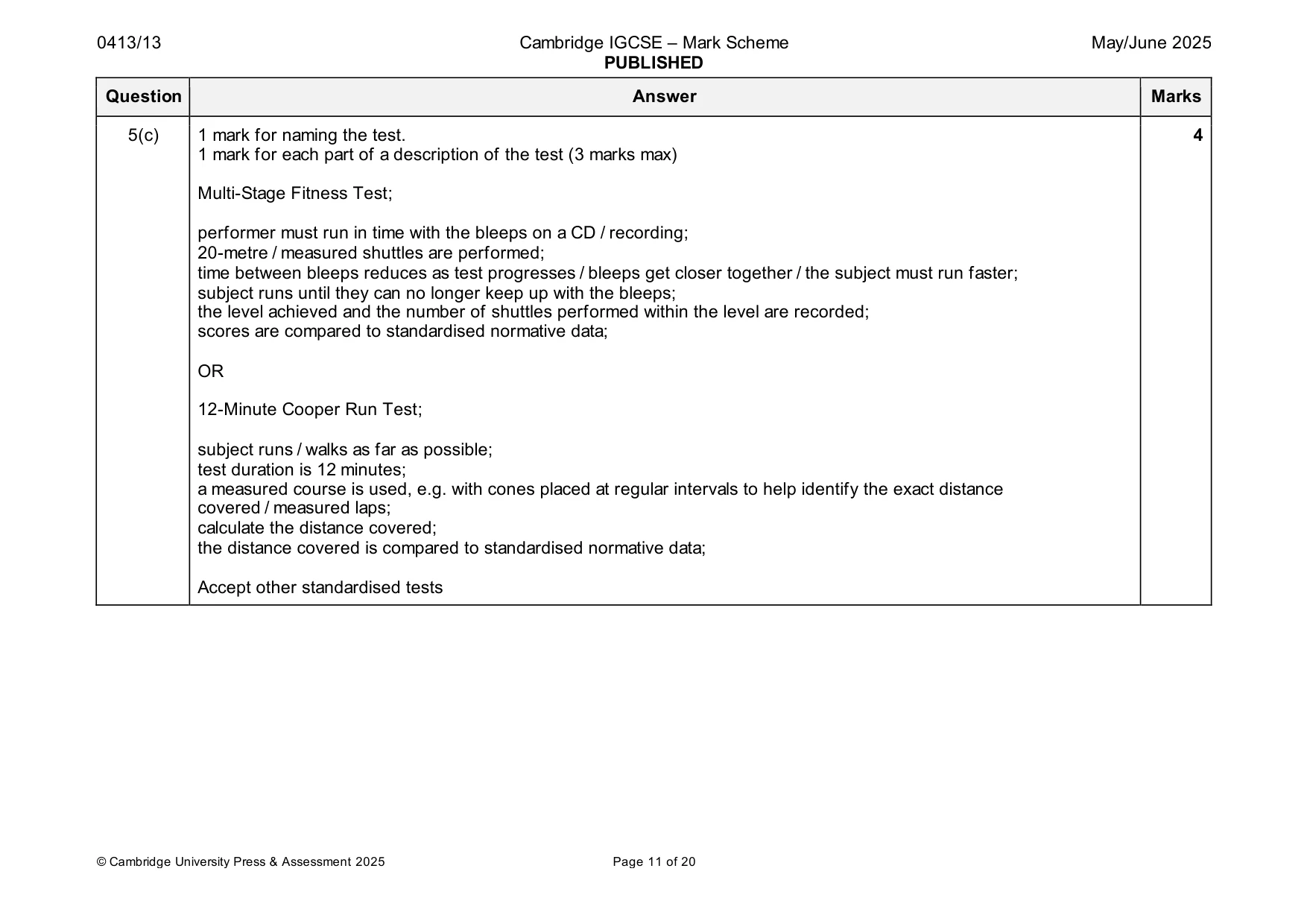 Mark scheme, page 11 of 20