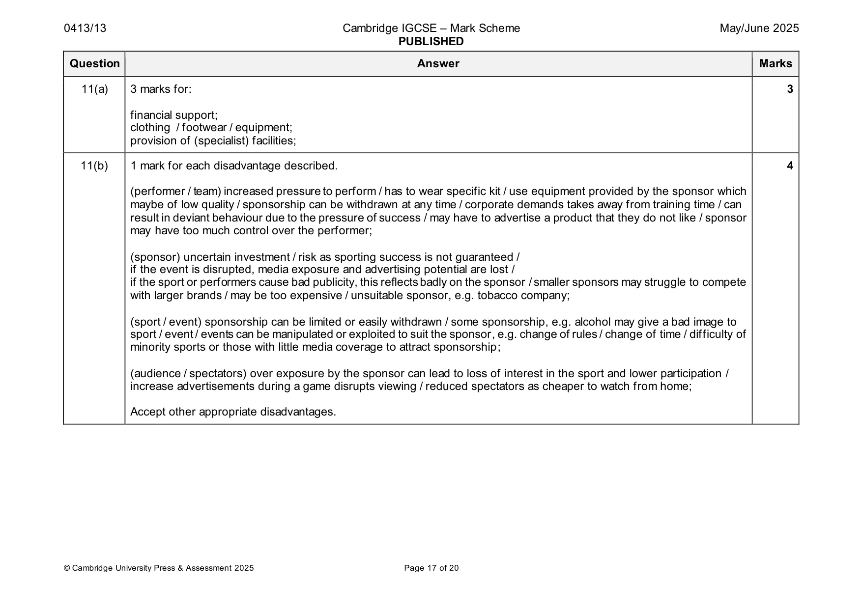Mark scheme, page 17 of 20