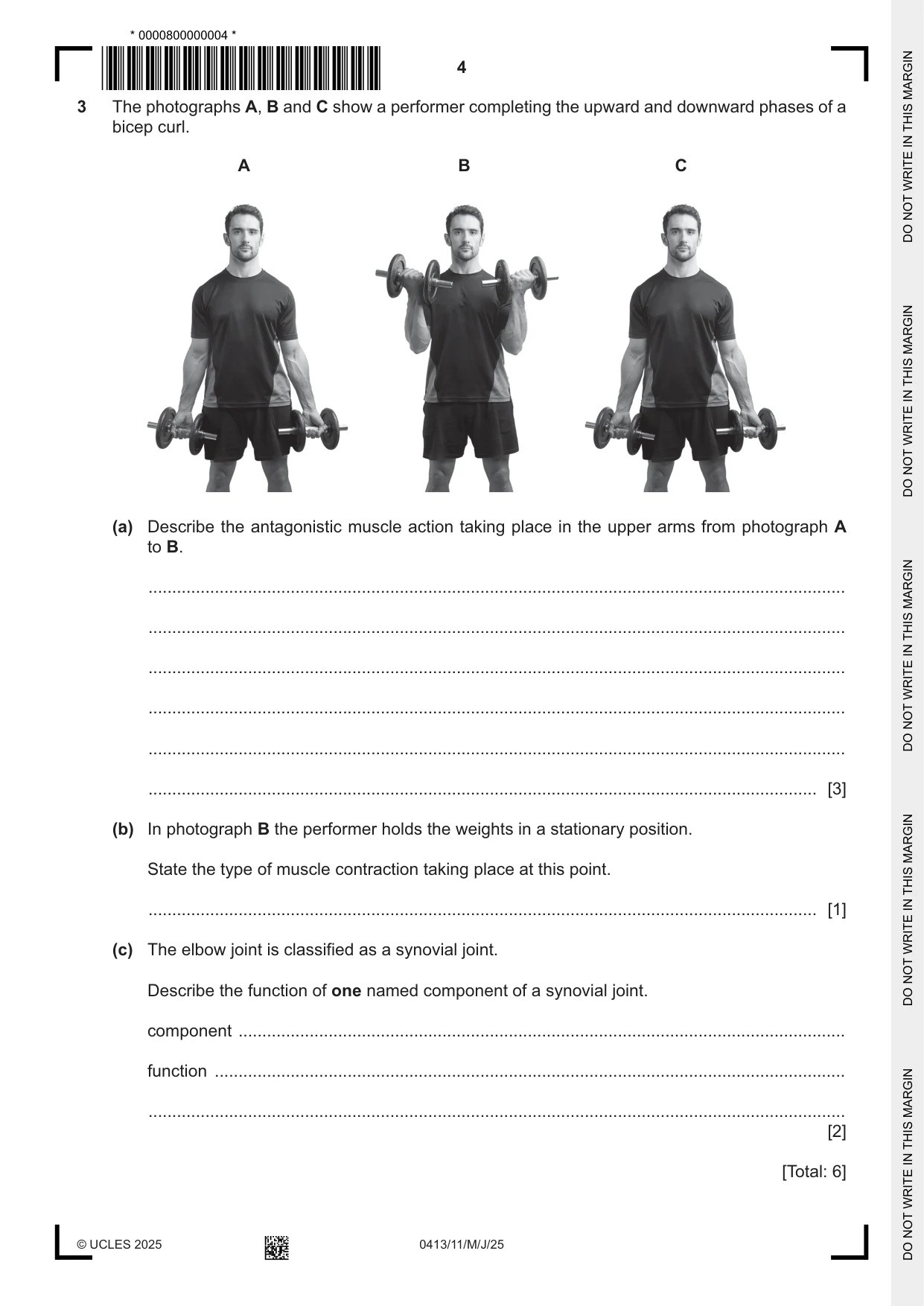 Cambridge IGCSE Physical Education 0413 2025 May/June Paper 1 · Variant 1 question paper, page 4 of 16