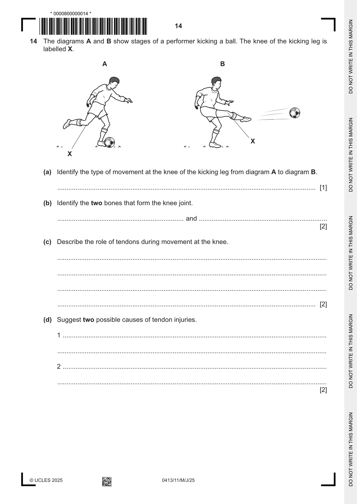 Cambridge IGCSE Physical Education 0413 2025 May/June Paper 1 · Variant 1 question paper, page 14 of 16