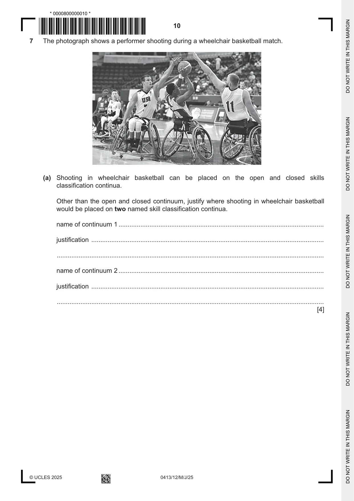 Cambridge IGCSE Physical Education 0413 2025 May/June Paper 1 · Variant 2 question paper, page 10 of 20