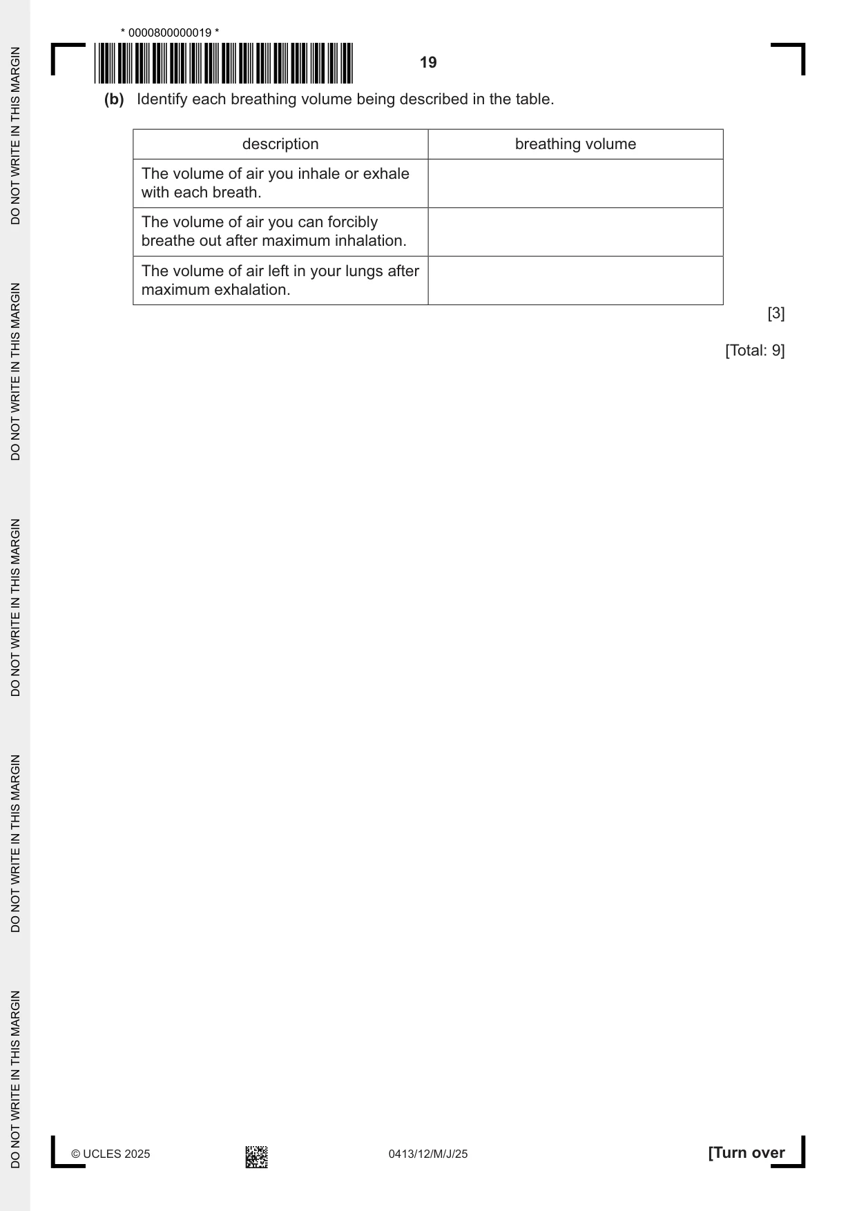 Cambridge IGCSE Physical Education 0413 2025 May/June Paper 1 · Variant 2 question paper, page 19 of 20