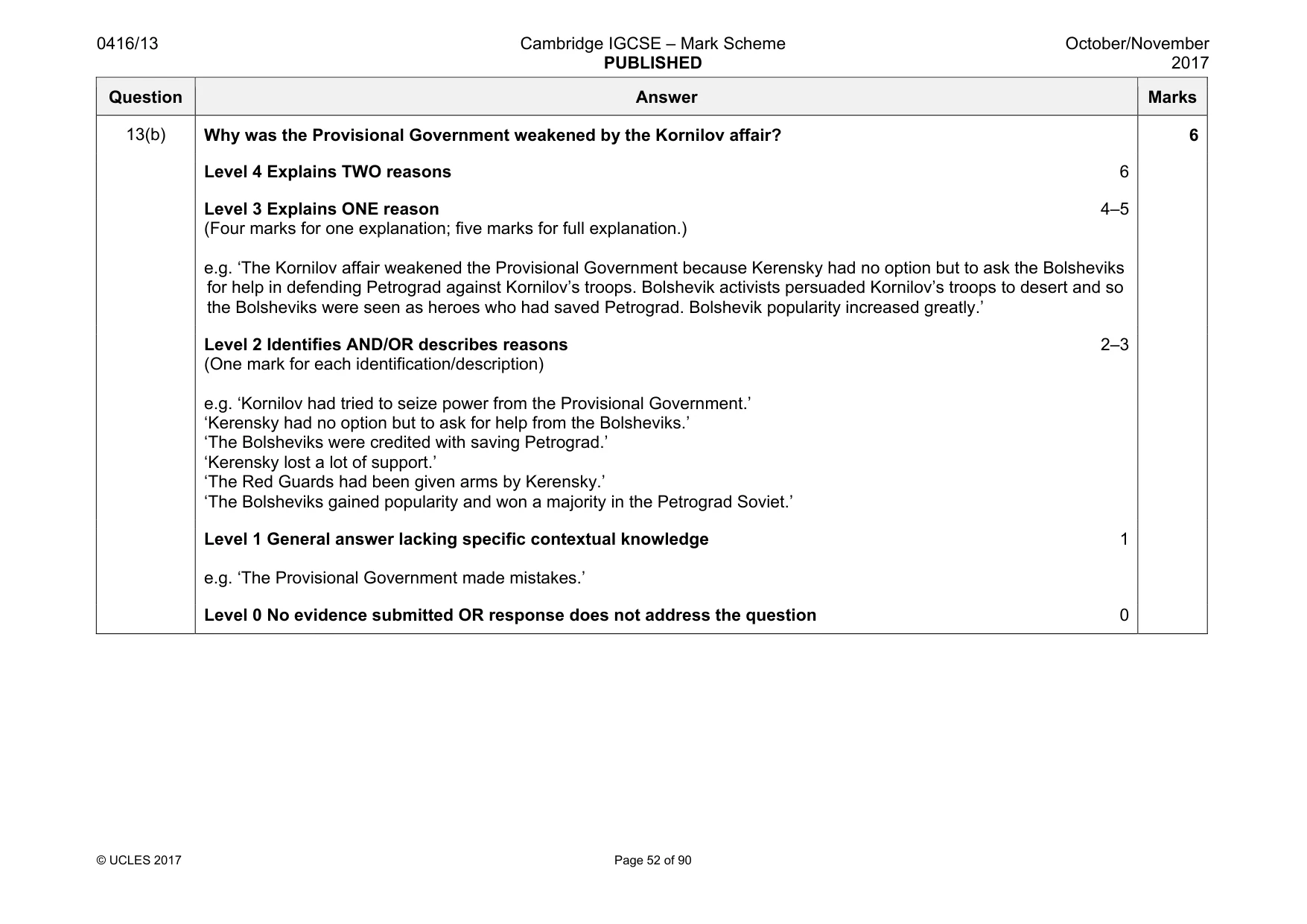 Mark scheme, page 52 of 90
