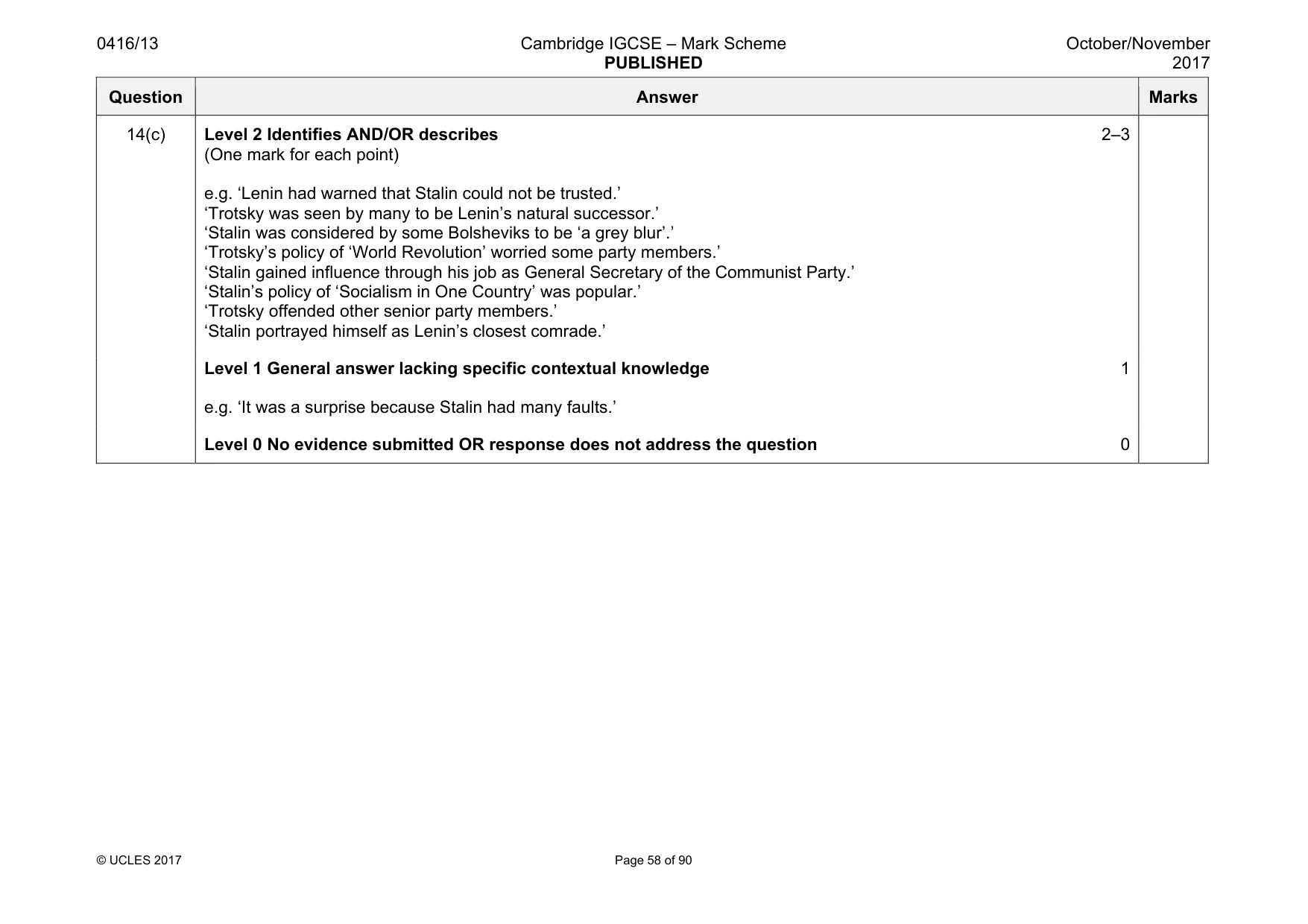 Mark scheme, page 58 of 90