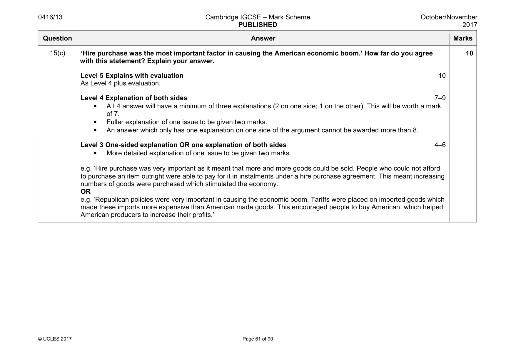 Mark scheme, page 61 of 90