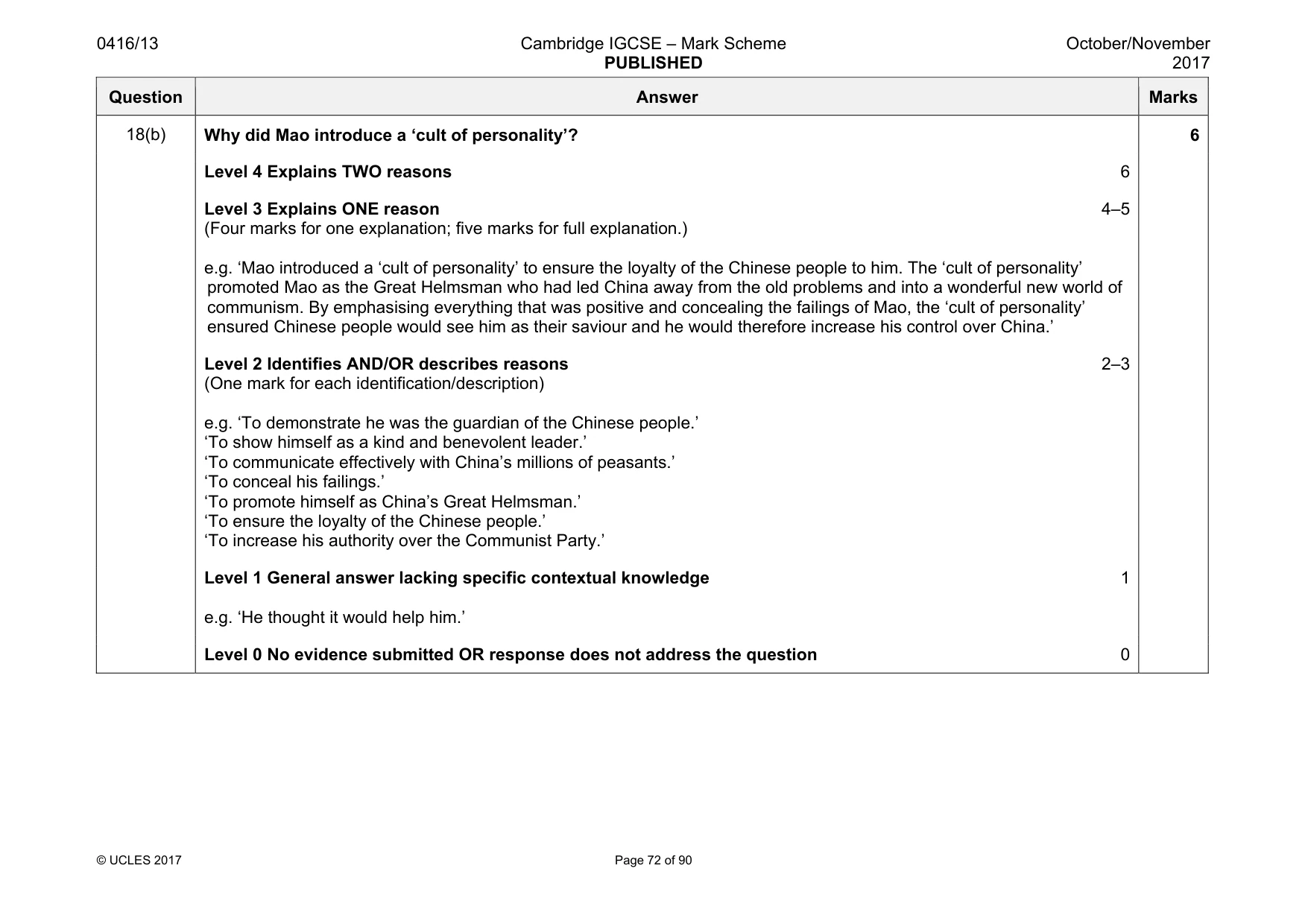 Mark scheme, page 72 of 90