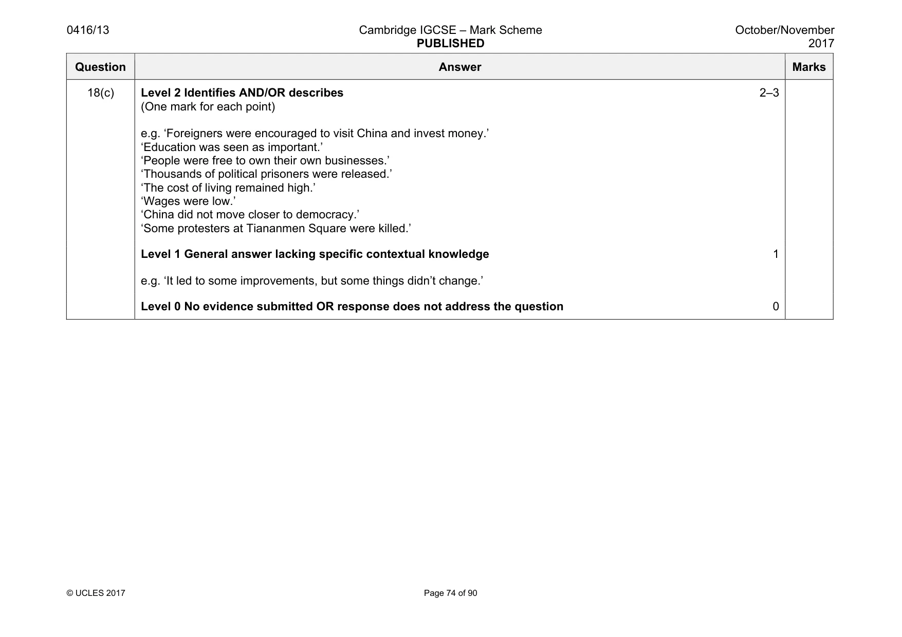 Mark scheme, page 74 of 90