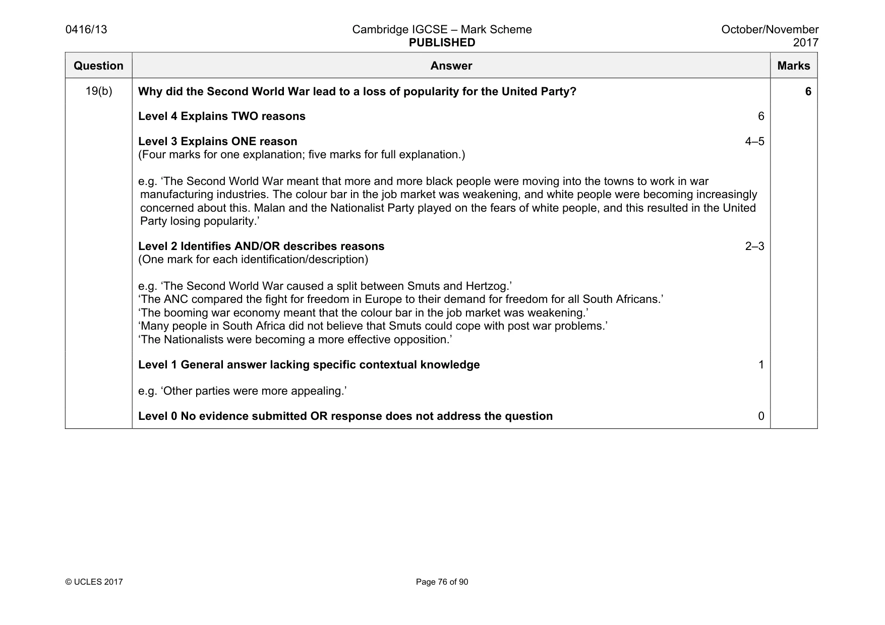 Mark scheme, page 76 of 90