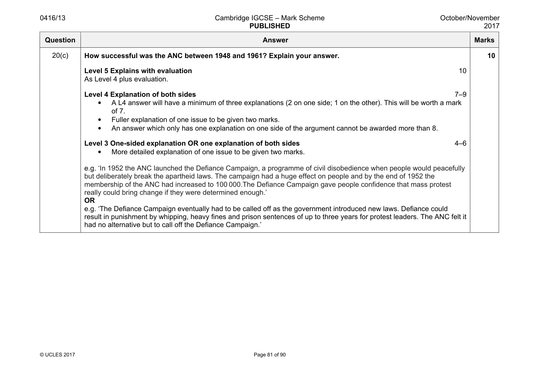 Mark scheme, page 81 of 90
