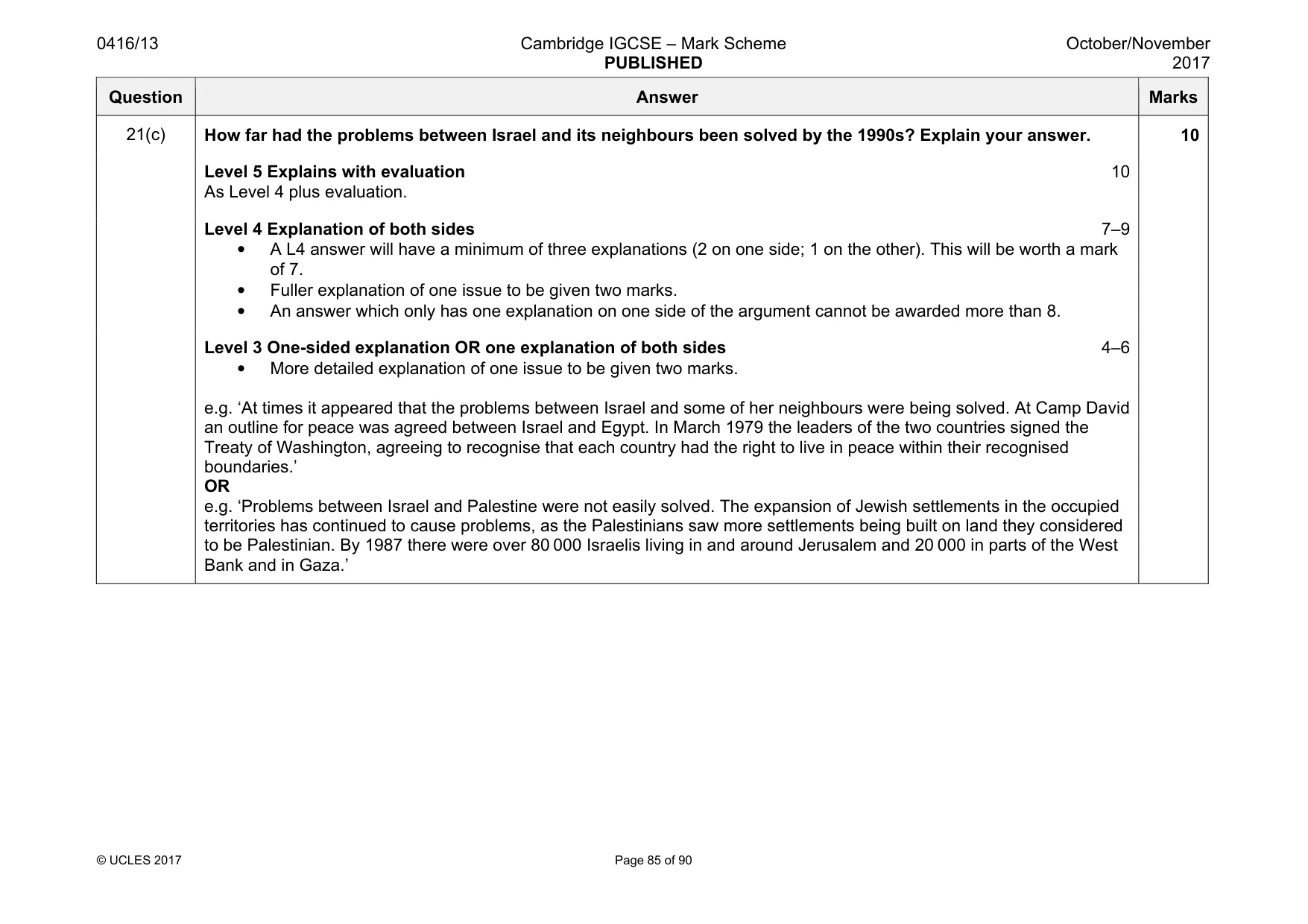 Mark scheme, page 85 of 90
