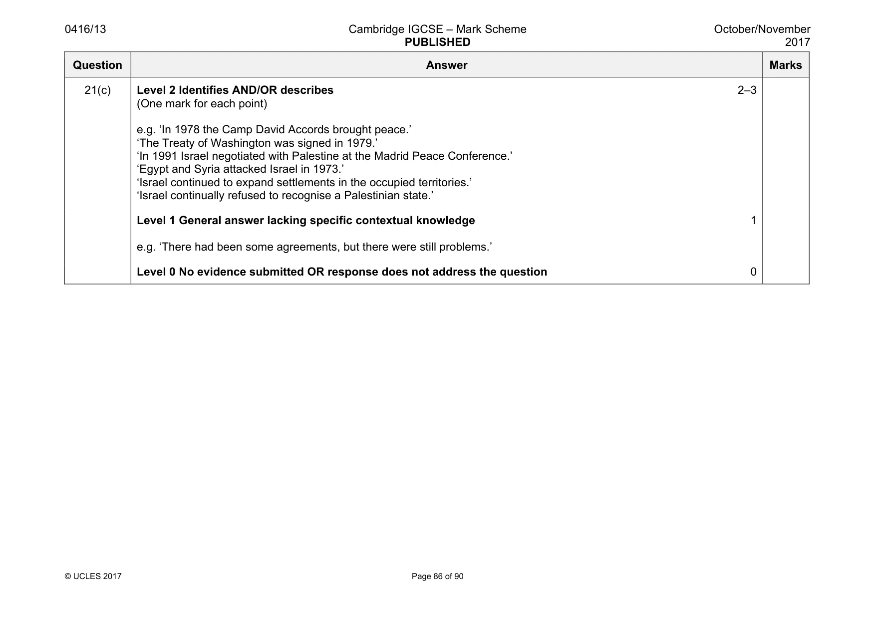 Mark scheme, page 86 of 90