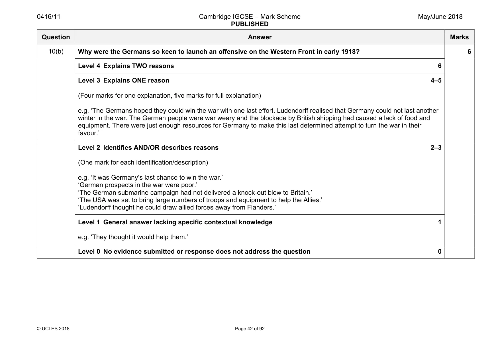 Mark scheme, page 42 of 92