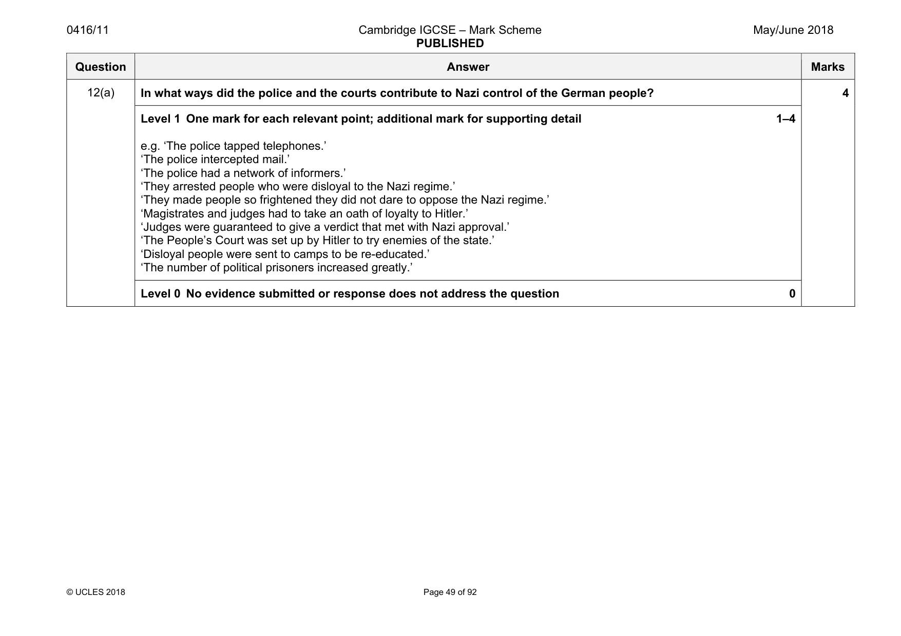 Mark scheme, page 49 of 92