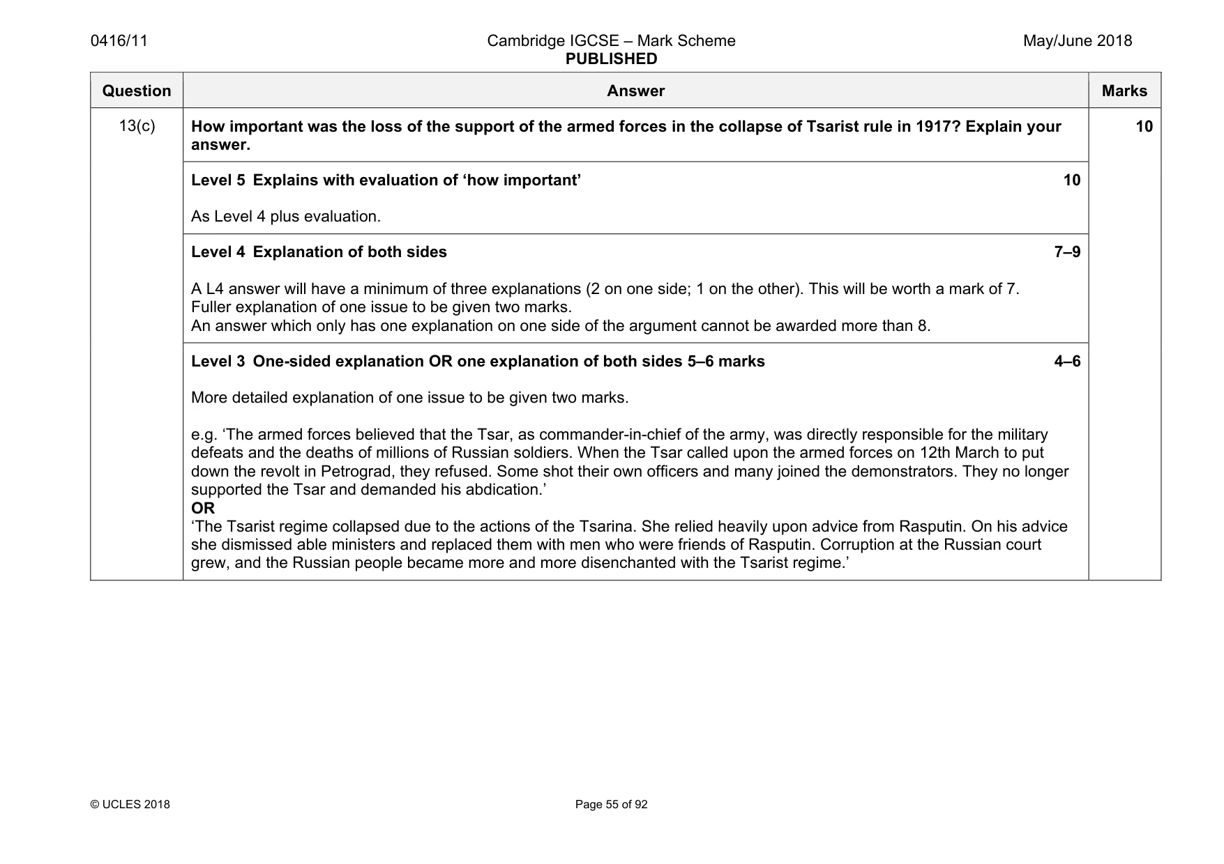 Mark scheme, page 55 of 92