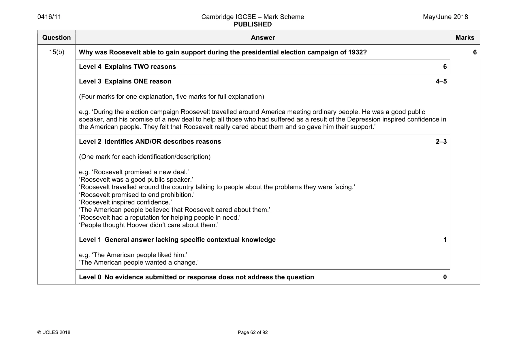 Mark scheme, page 62 of 92