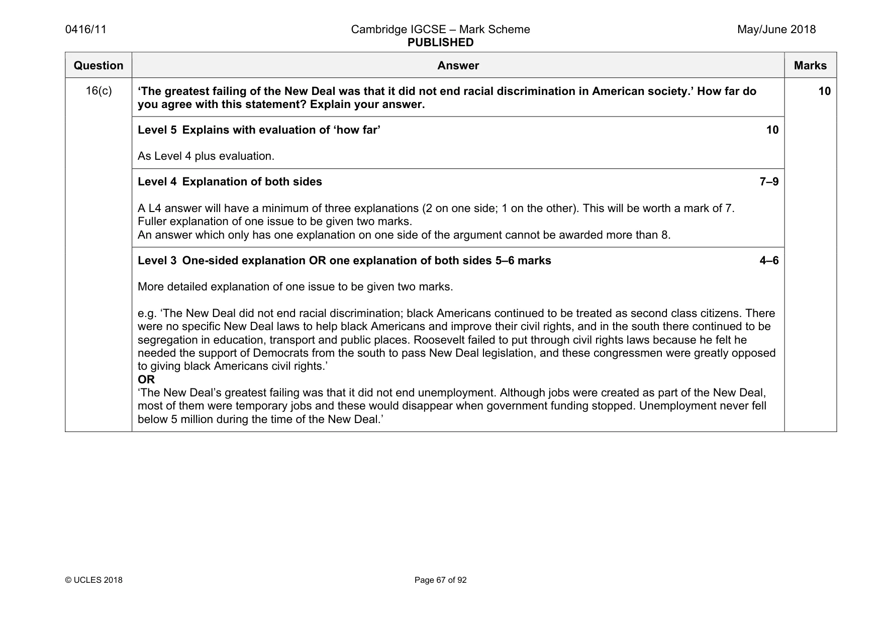 Mark scheme, page 67 of 92