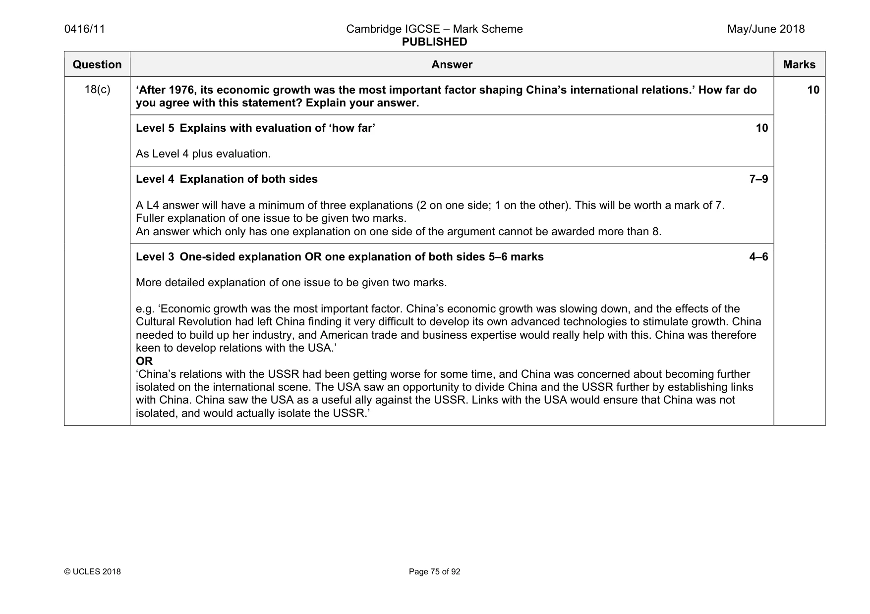 Mark scheme, page 75 of 92
