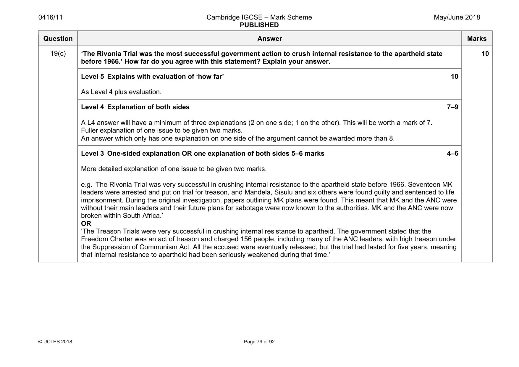 Mark scheme, page 79 of 92