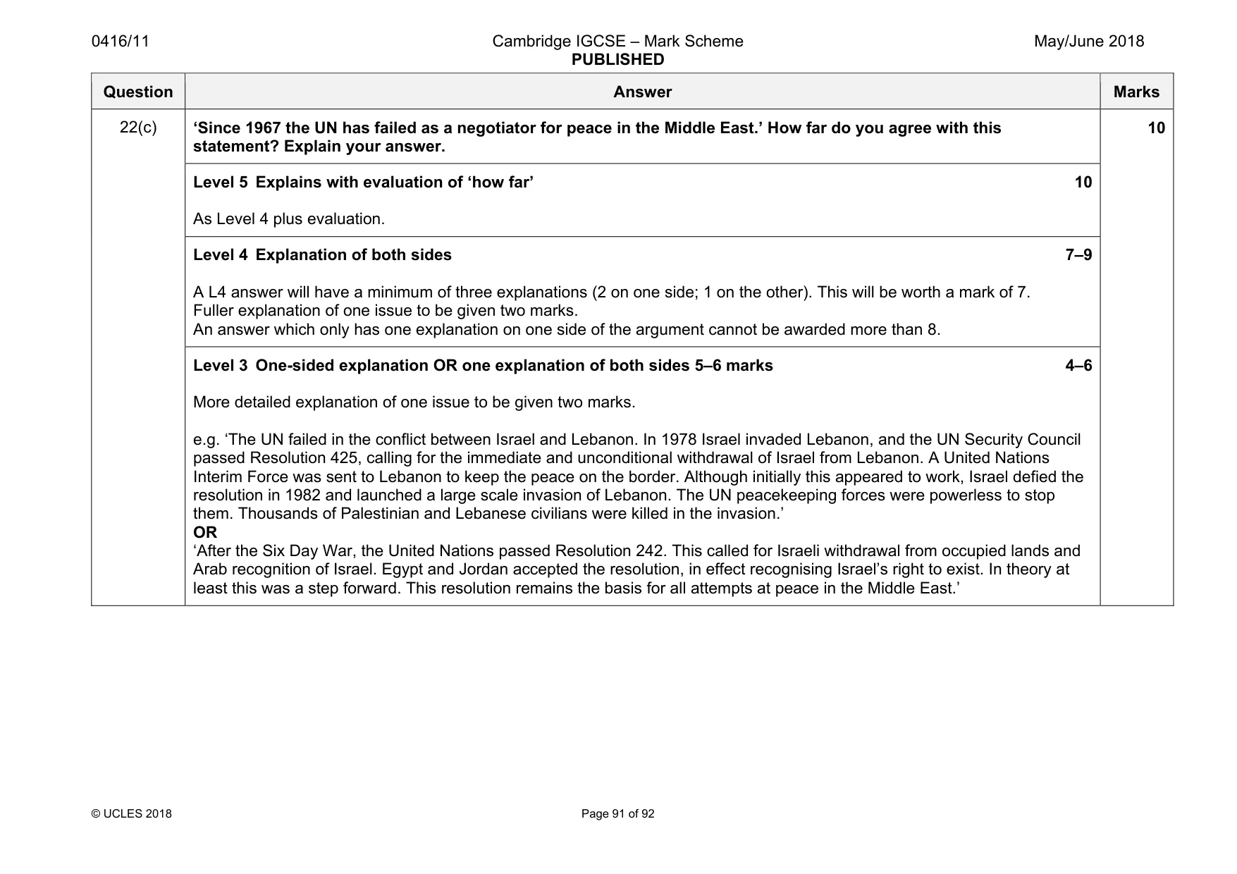 Mark scheme, page 91 of 92