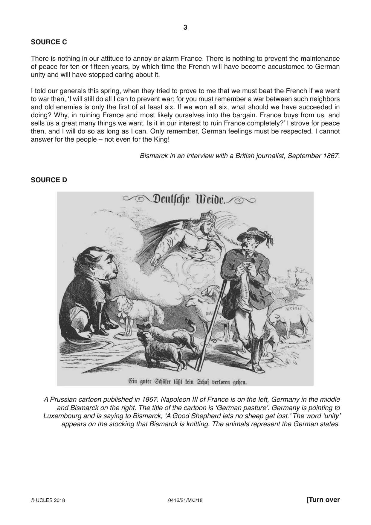 Cambridge IGCSE History BES 0416 2018 May/June Paper 2 · Variant 1 question paper, page 3 of 12