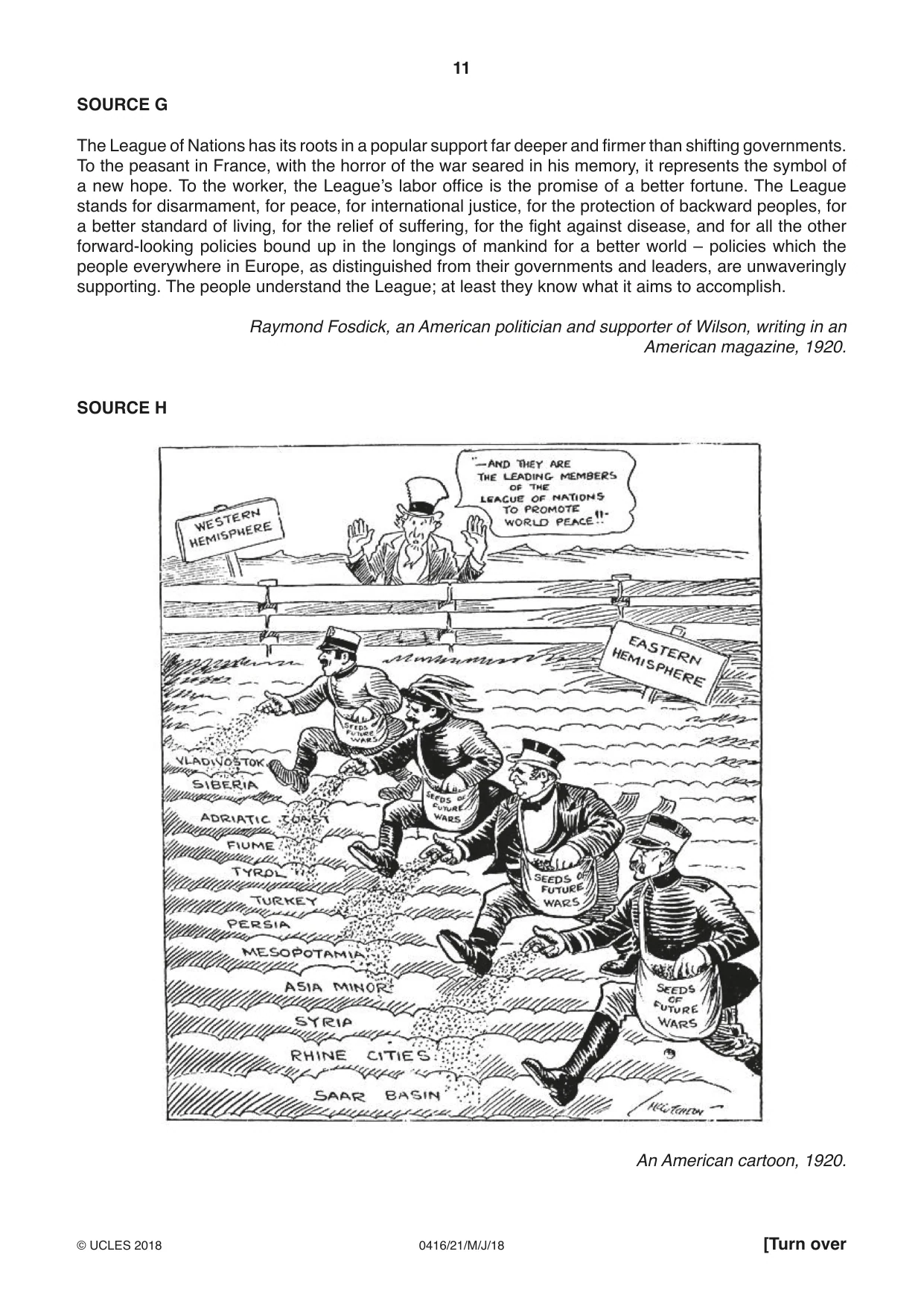 Cambridge IGCSE History BES 0416 2018 May/June Paper 2 · Variant 1 question paper, page 11 of 12