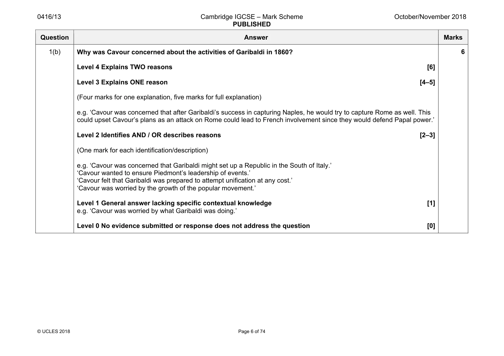 Mark scheme, page 6 of 74