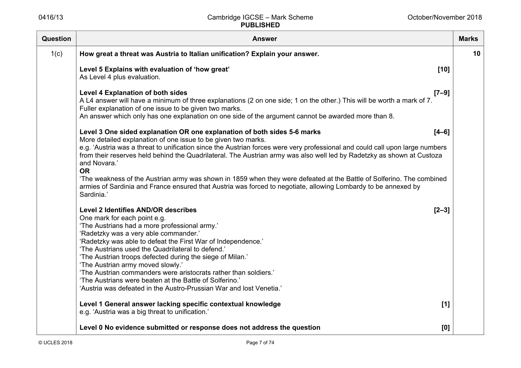 Mark scheme, page 7 of 74