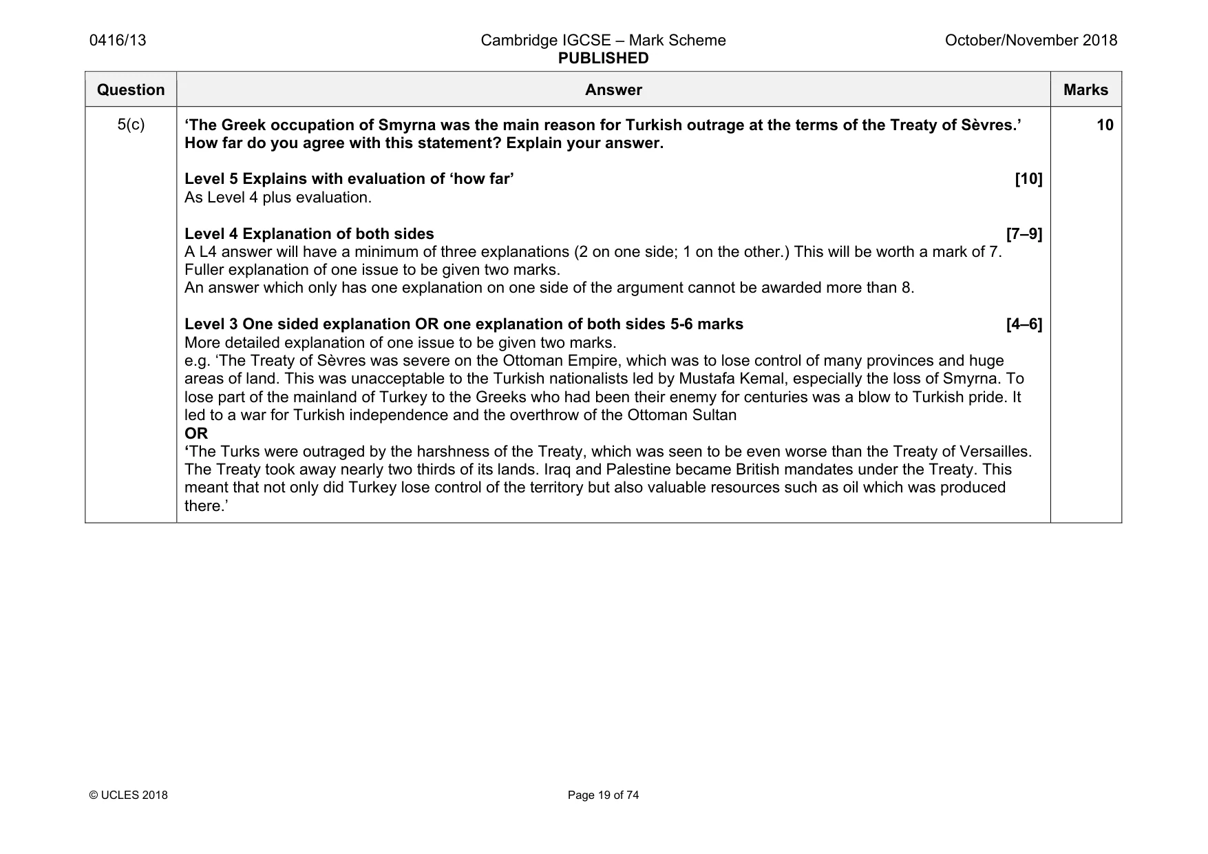Mark scheme, page 19 of 74