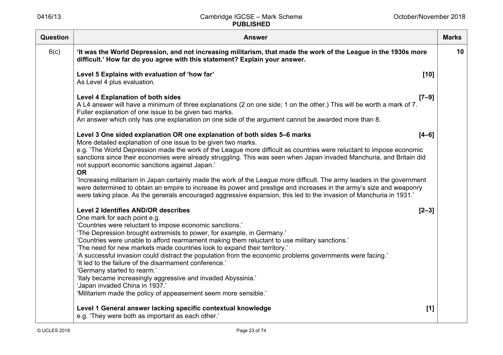 Mark scheme, page 23 of 74
