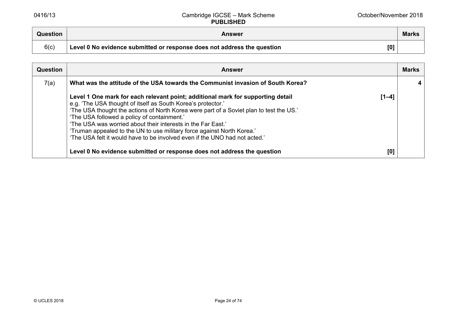Mark scheme, page 24 of 74