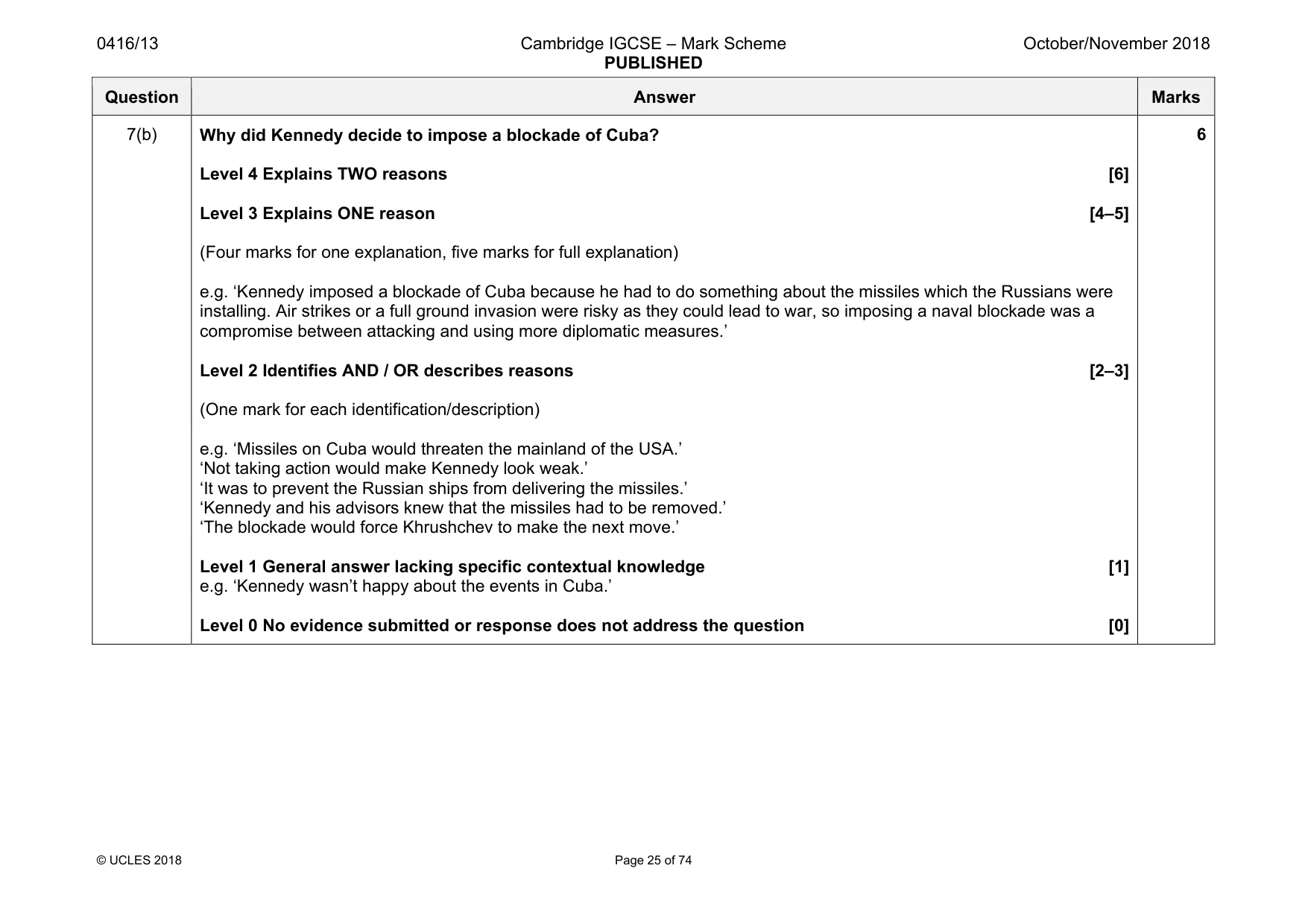 Mark scheme, page 25 of 74
