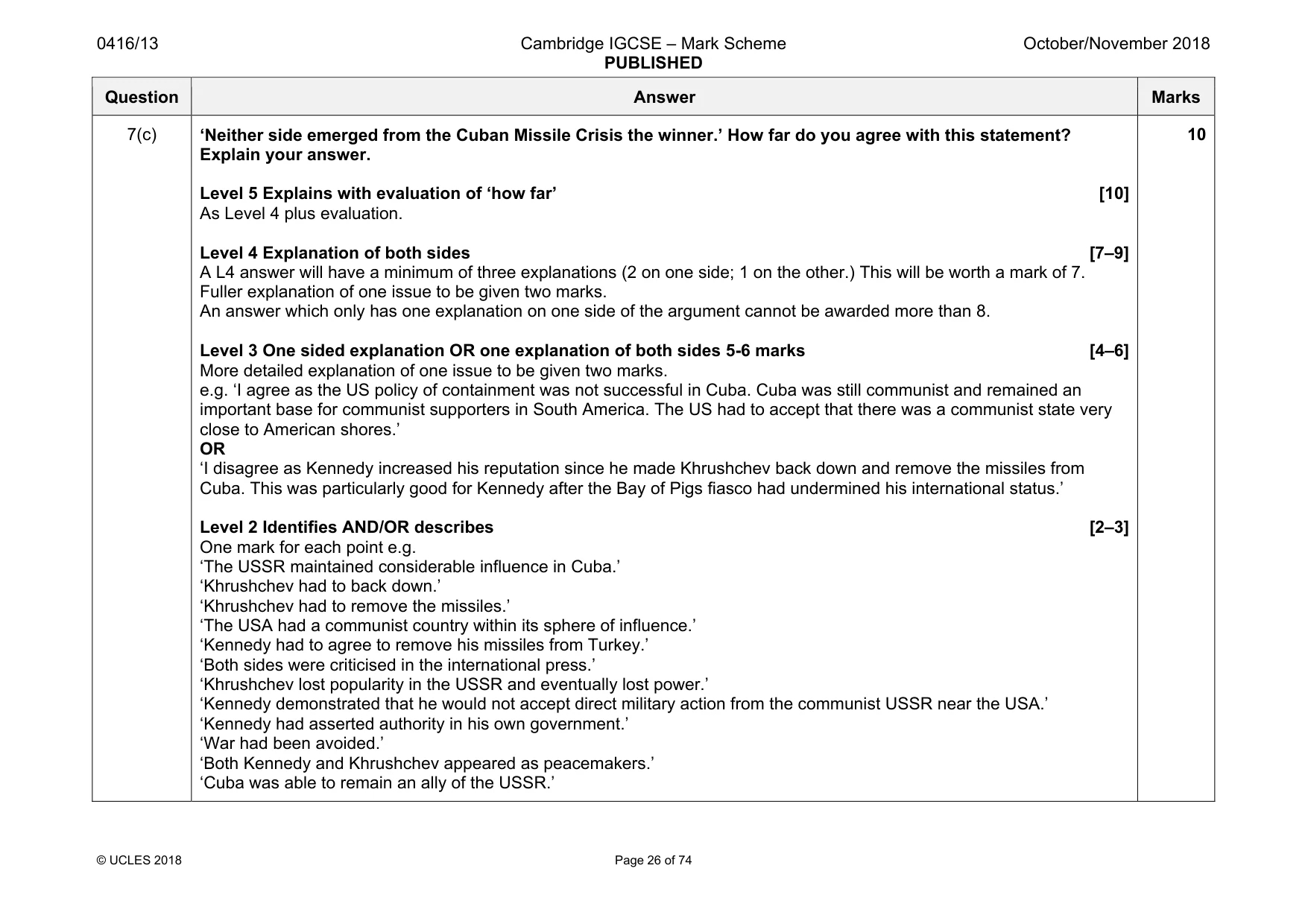 Mark scheme, page 26 of 74