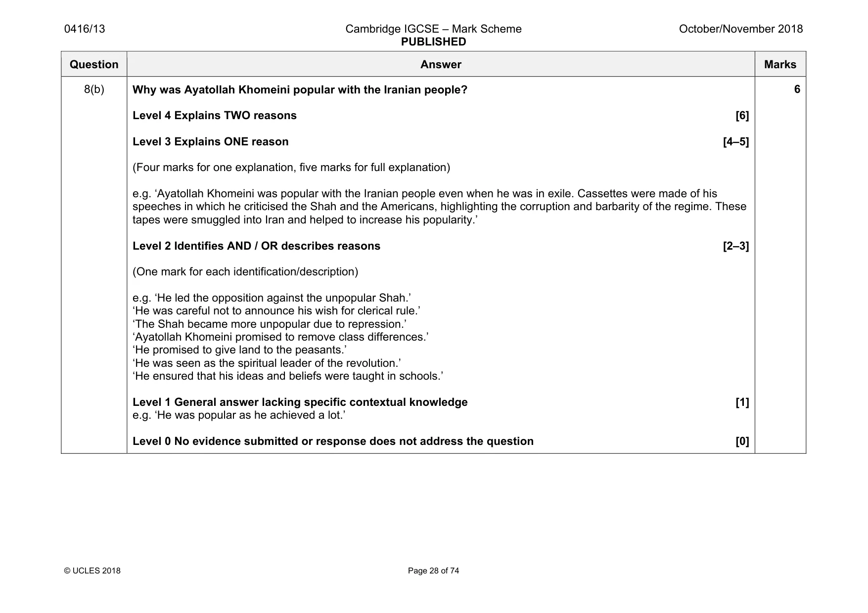Mark scheme, page 28 of 74