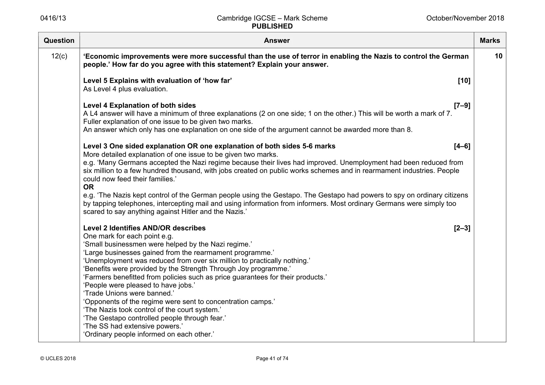 Mark scheme, page 41 of 74