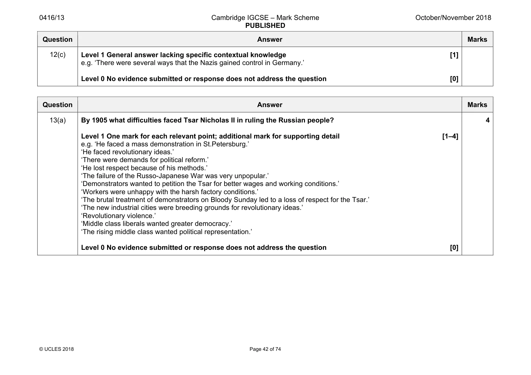 Mark scheme, page 42 of 74