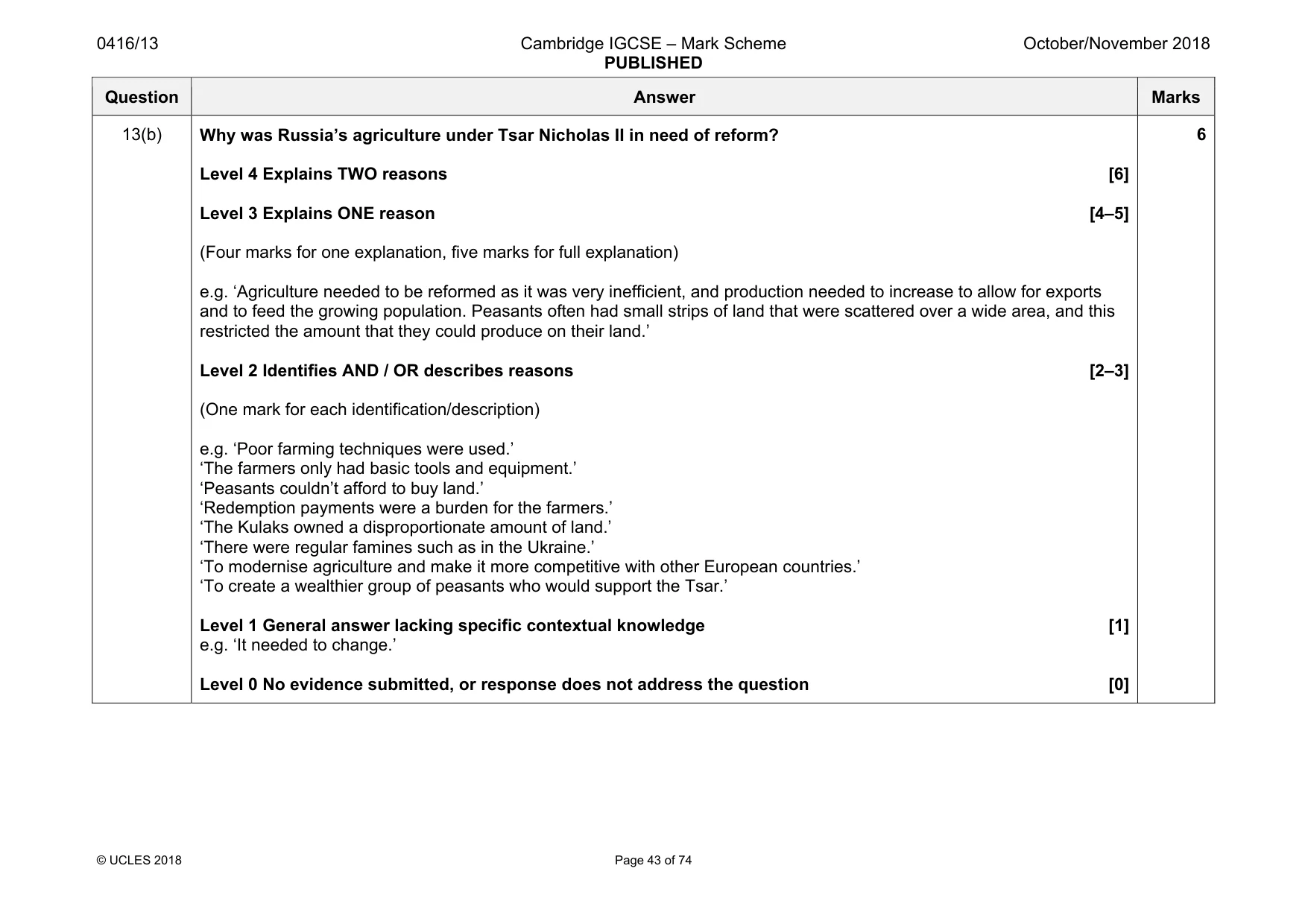 Mark scheme, page 43 of 74