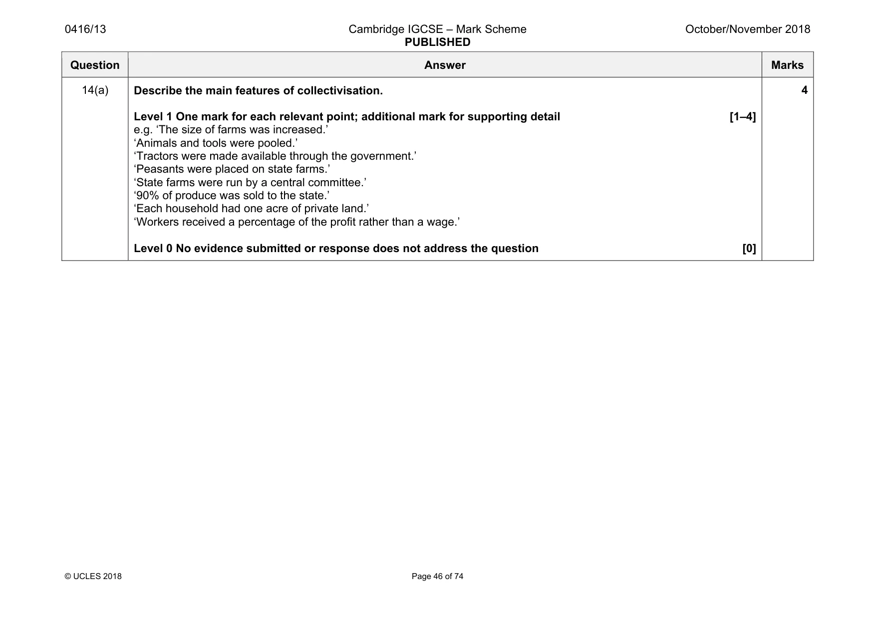 Mark scheme, page 46 of 74
