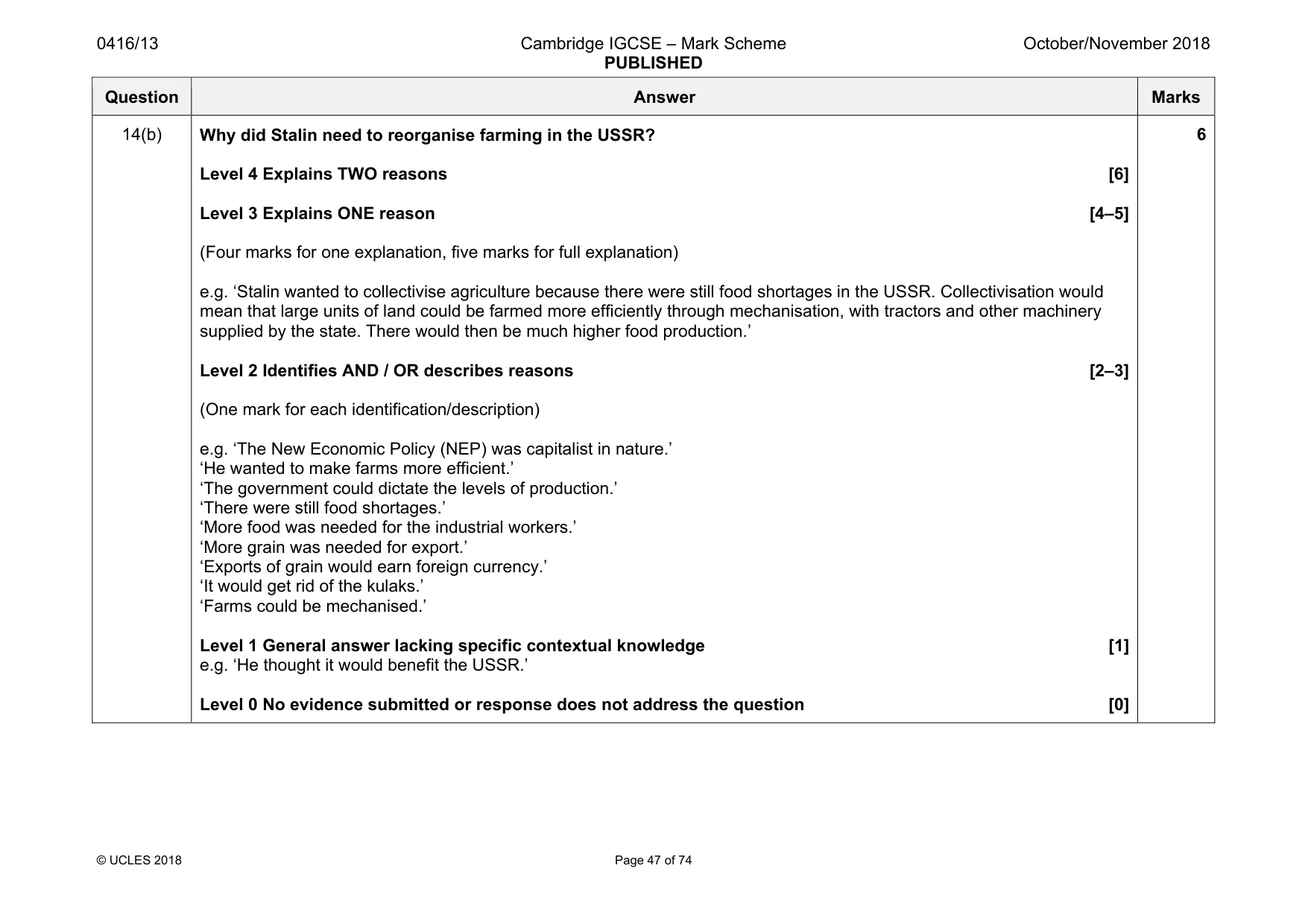 Mark scheme, page 47 of 74