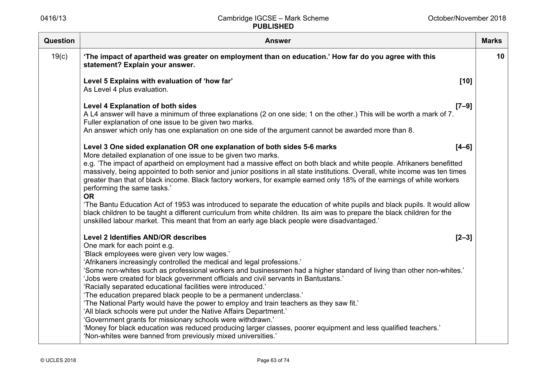 Mark scheme, page 63 of 74