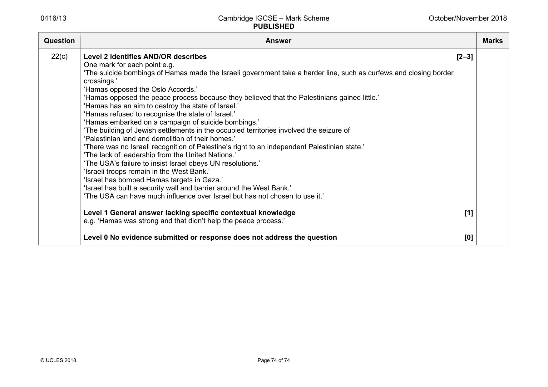 Mark scheme, page 74 of 74
