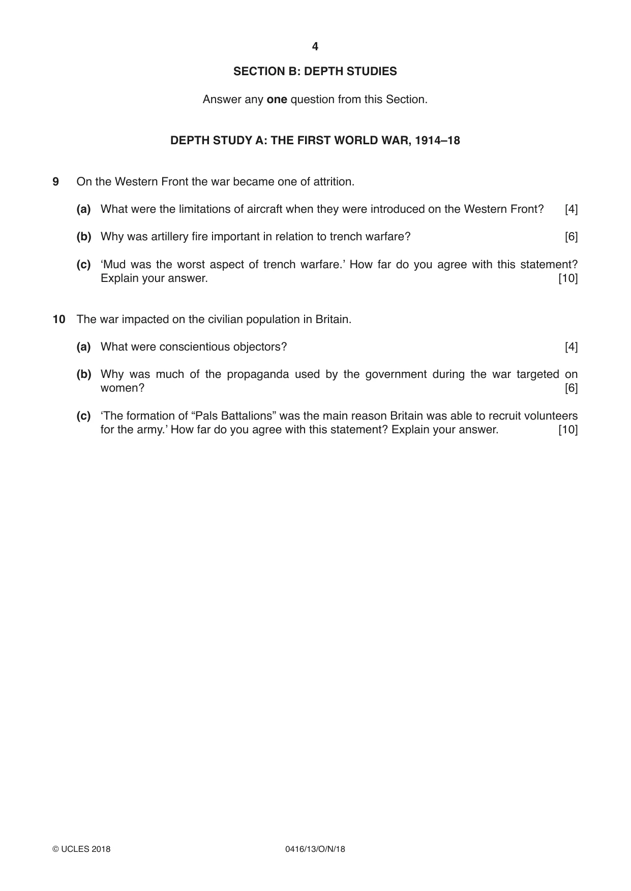 Cambridge IGCSE History BES 0416 2018 Oct/Nov Paper 1 · Variant 3 question paper, page 4 of 12