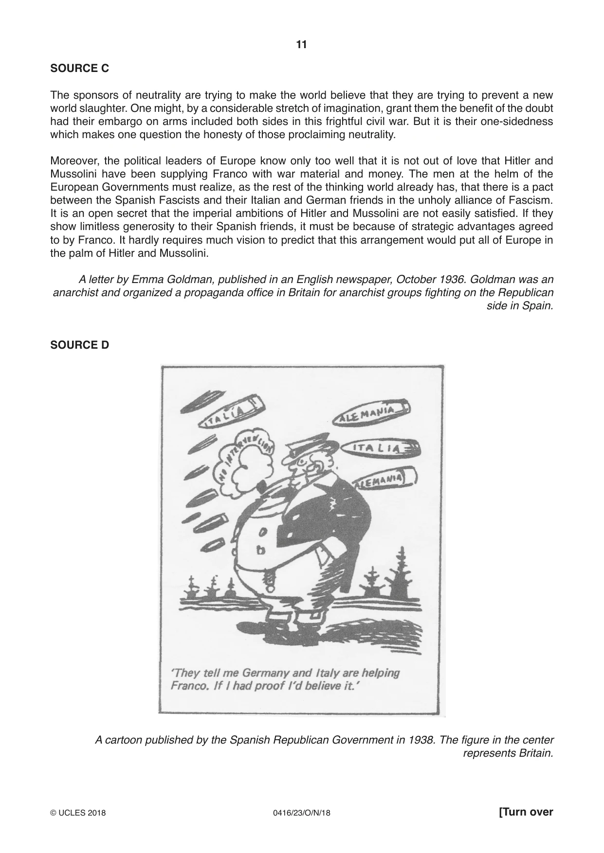 Cambridge IGCSE History BES 0416 2018 Oct/Nov Paper 2 · Variant 3 question paper, page 11 of 16