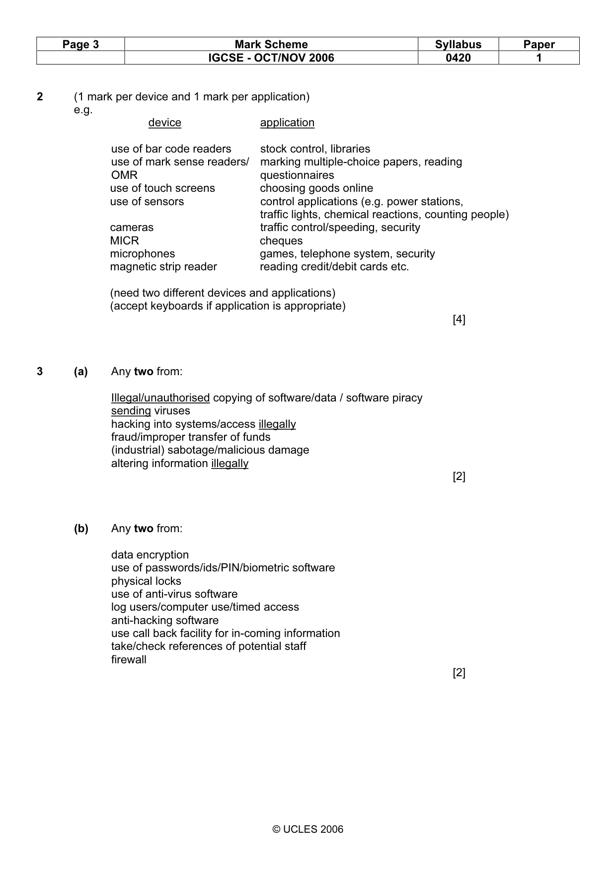 Mark scheme, page 3 of 14