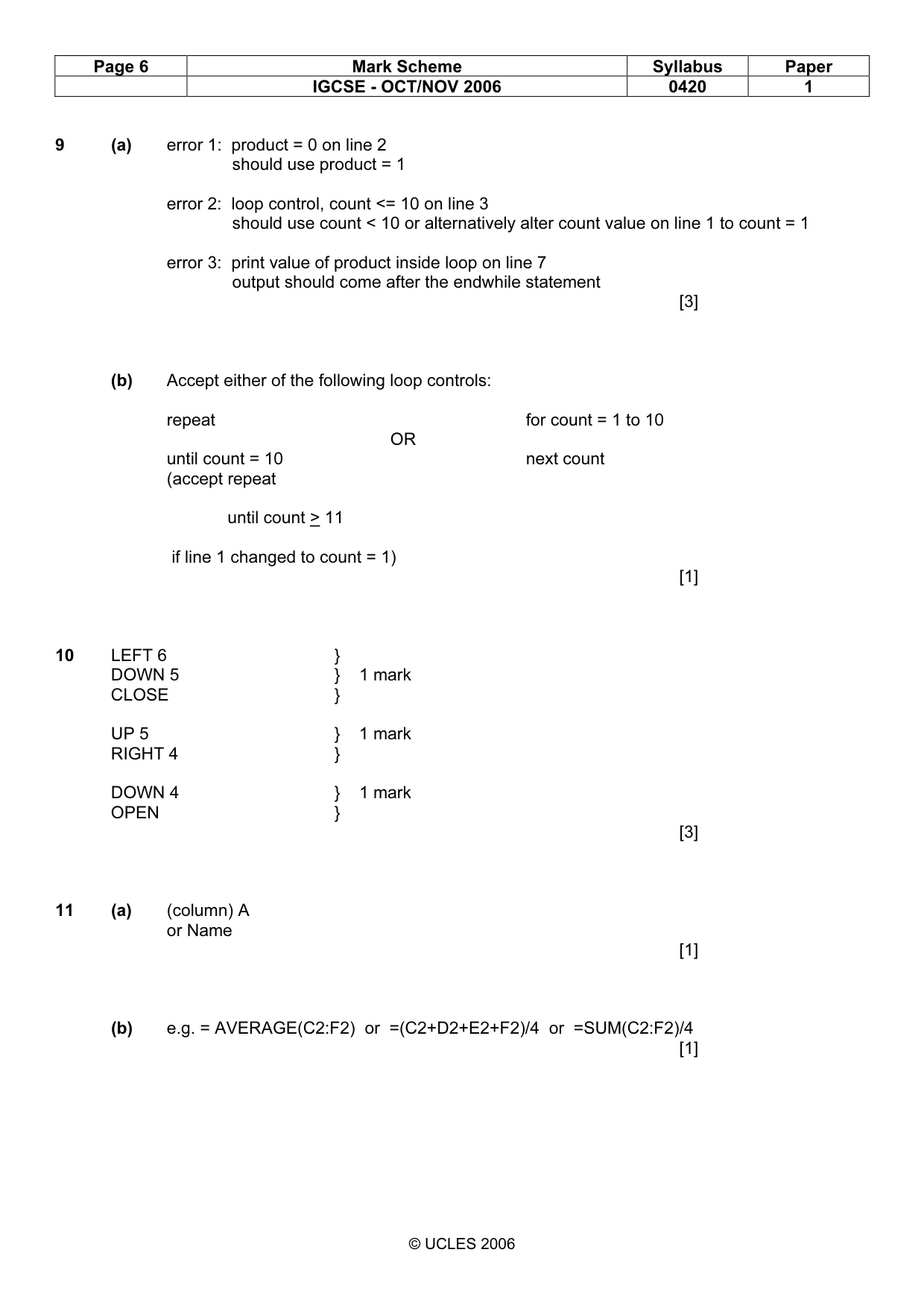 Mark scheme, page 6 of 14