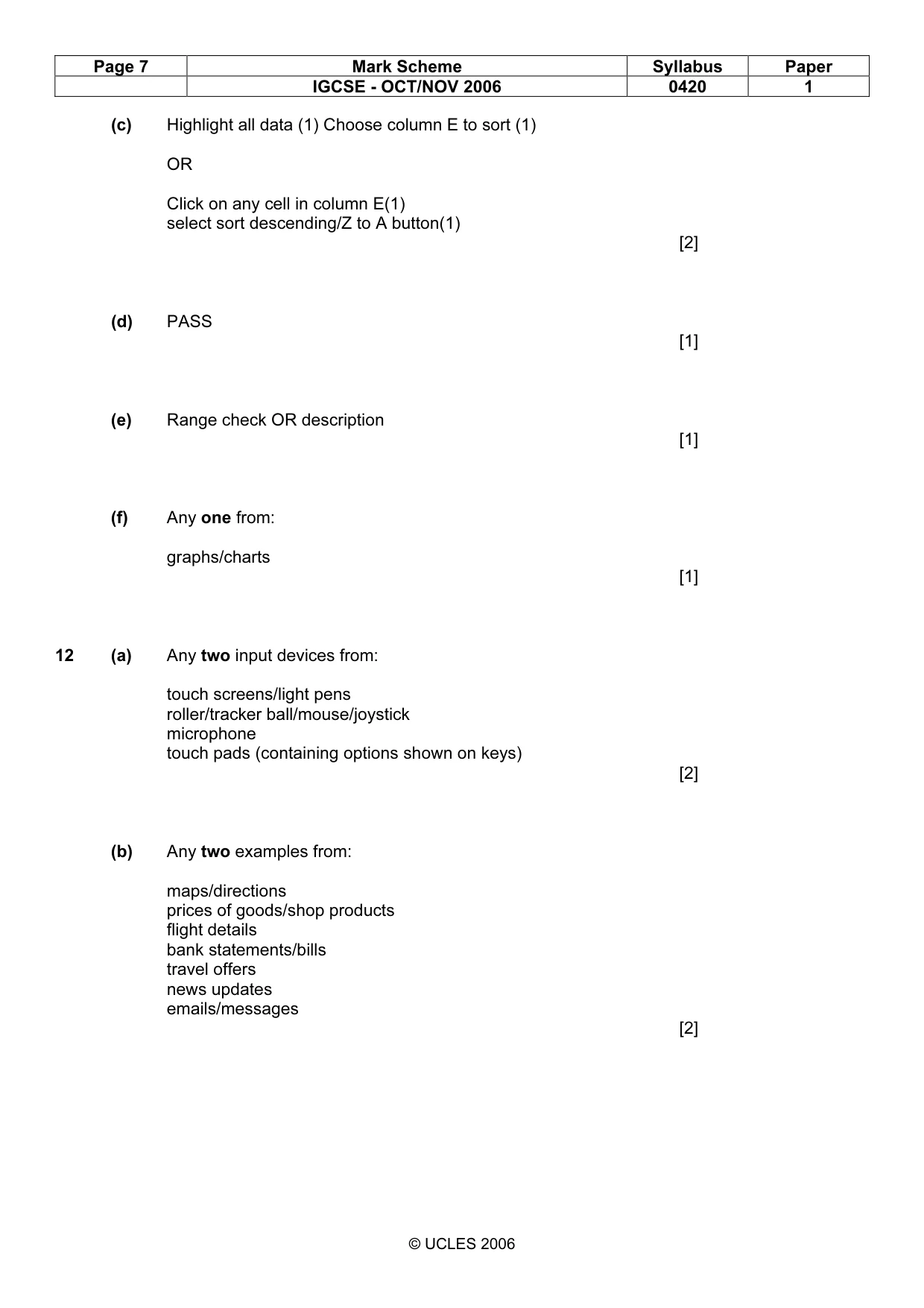 Mark scheme, page 7 of 14
