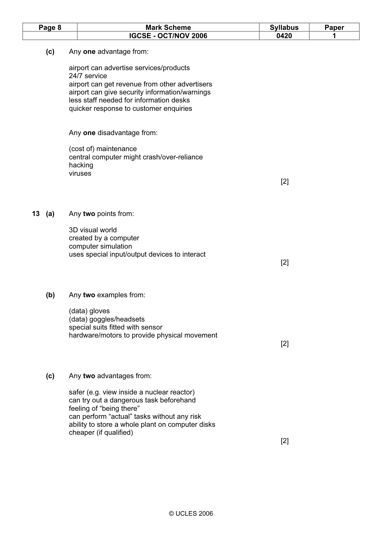 Mark scheme, page 8 of 14