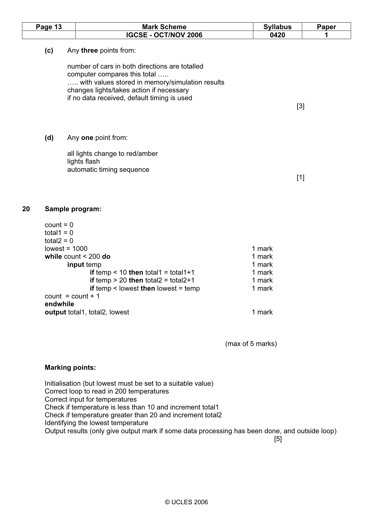 Mark scheme, page 13 of 14